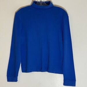 Basic Editions Sweater Womens Small Blue Mock Neck Classic Preppy Y2K 90s Comfy